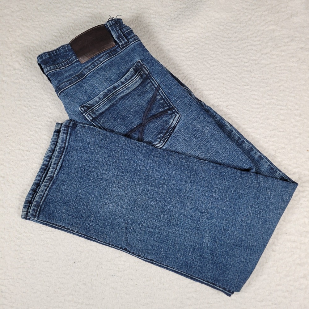 TK Axel Jeans Men 32x32 Blue Slim Bootcut Medium Wash Distressed Denim